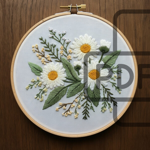 Hand embroidery pattern design for DIY projects.