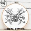 butterfly and floral hand embroidery pattern, butterfly and floral pattern, hand embroidery, hand embroidery pdf