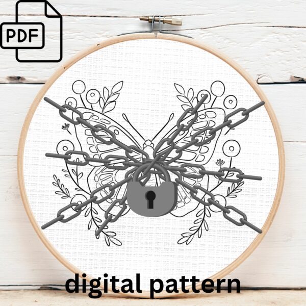 butterfly and floral hand embroidery pattern, butterfly and floral pattern, hand embroidery, hand embroidery pdf
