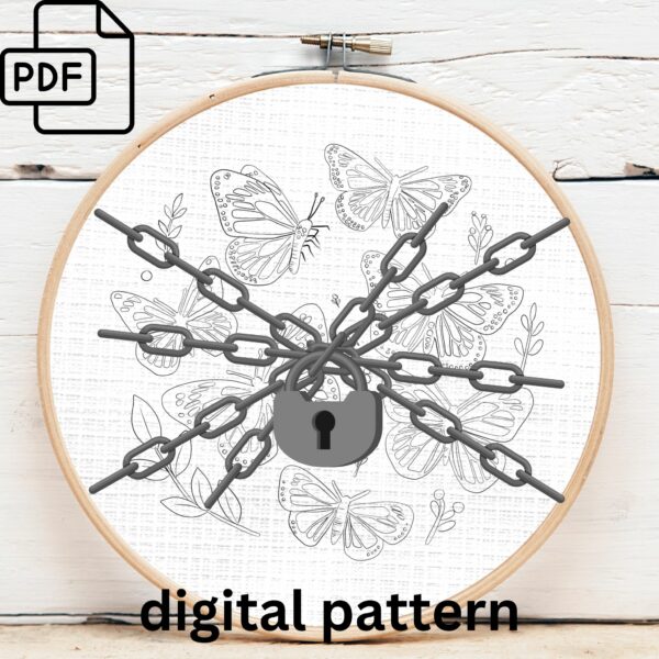 butterfly garden embroidery hand embroidery pattern, butterfly garden pattern, hand embroidery, hand embroidery pdf