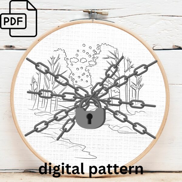 autumn river landscape embroidery hand embroidery pattern, autumn river landscape pattern, hand embroidery, hand embroidery pdf