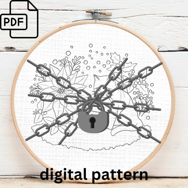 christmas cat hand embroidery pattern, christmas cat pattern, hand embroidery, hand embroidery pdf