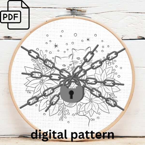 christmas kittens embroidery hand embroidery pattern, christmas kittens pattern, hand embroidery, hand embroidery pdf