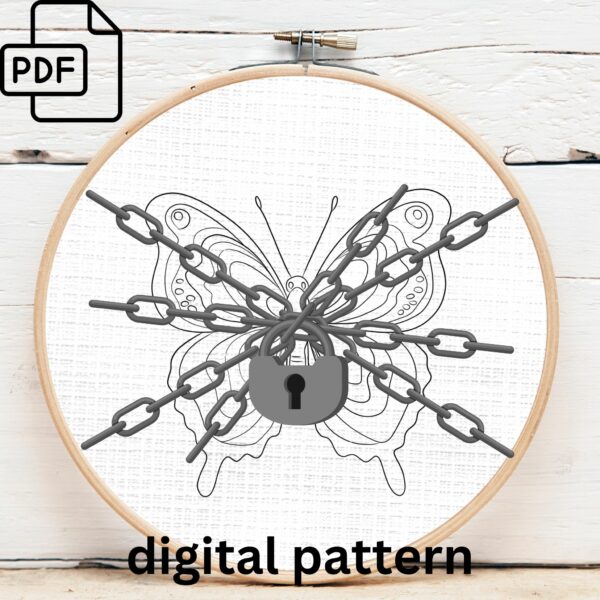 colorful butterfly hand embroidery pattern, colorful butterfly pattern, hand embroidery, hand embroidery pdf