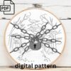 autumn torii gate embroidery hand embroidery pattern, autumn torii gate pattern, hand embroidery, hand embroidery pdf