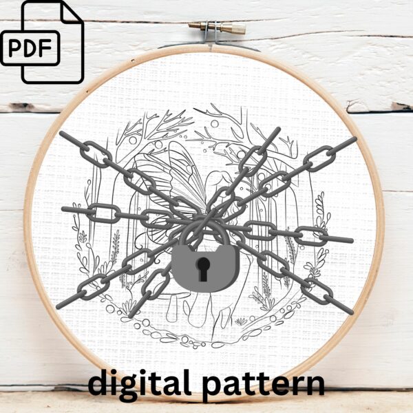 enchanted fairy on mushroom hand embroidery pattern, enchanted fairy on mushroom pattern, hand embroidery, hand embroidery pdf