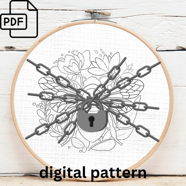 bee and floral hand embroidery pattern, bee and floral pattern, hand embroidery, hand embroidery pdf