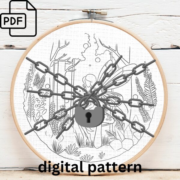 forest fairy embroidery hand embroidery pattern, forest fairy pattern, hand embroidery, hand embroidery pdf