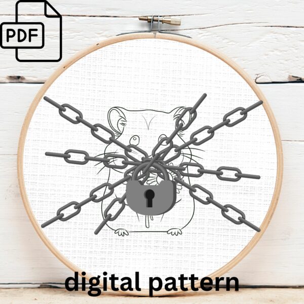 hamster with flowers hand embroidery pattern, hamster with flowers pattern, hand embroidery, hand embroidery pdf