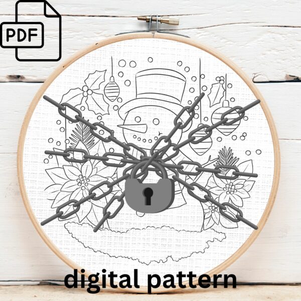 jolly snowman embroidery hand embroidery pattern, jolly snowman pattern, hand embroidery, hand embroidery pdf