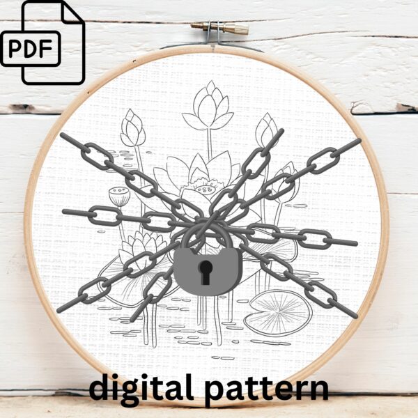 lotus embroidery art hand embroidery pattern, lotus art pattern, hand embroidery, hand embroidery pdf