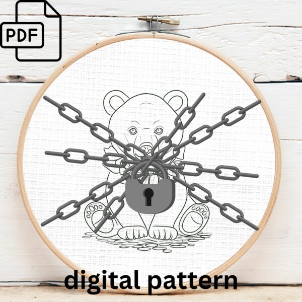 autumn bear embroidery hand embroidery pattern, autumn bear pattern, hand embroidery, hand embroidery pdf
