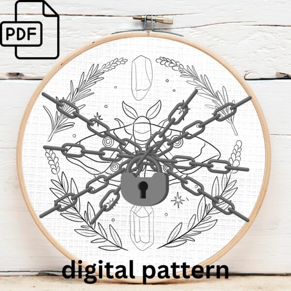 mystical moth hand embroidery pattern, mystical moth pattern, hand embroidery, hand embroidery pdf