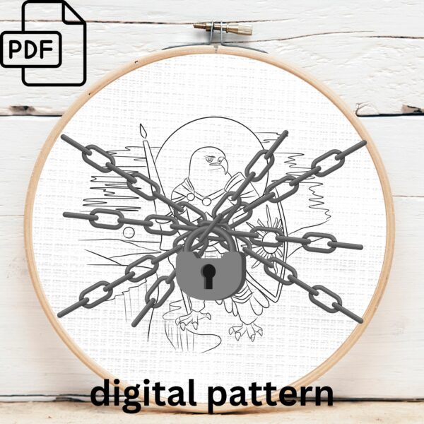 noble eagle knight embroidery hand embroidery pattern, noble eagle knight pattern, hand embroidery, hand embroidery pdf