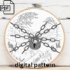 serene river landscape hand embroidery pattern, serene river landscape pattern, hand embroidery, hand embroidery pdf