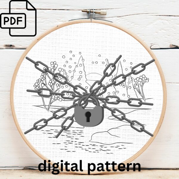 serene winter landscape embroidery hand embroidery pattern, serene winter landscape pattern, hand embroidery, hand embroidery pdf