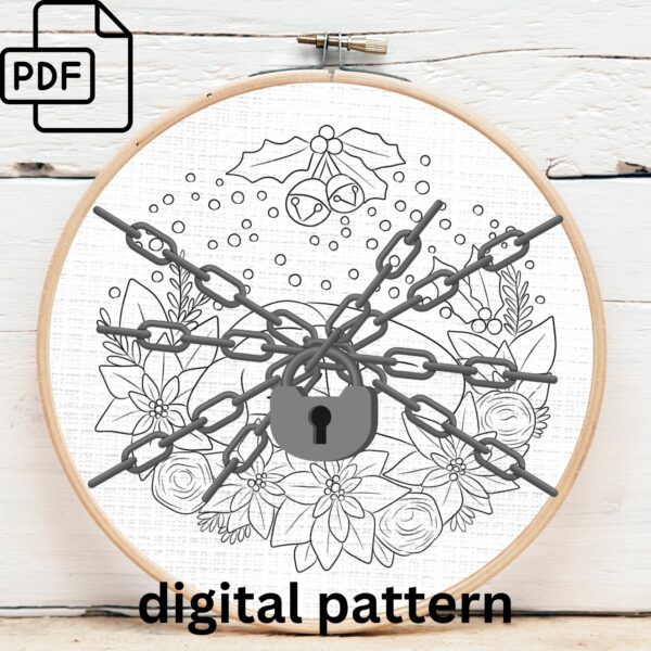 sleeping christmas pup hand embroidery pattern, sleeping christmas pup pattern, hand embroidery, hand embroidery pdf