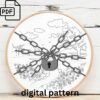 spring meadow landscape hand embroidery pattern, spring meadow landscape pattern, hand embroidery, hand embroidery pdf