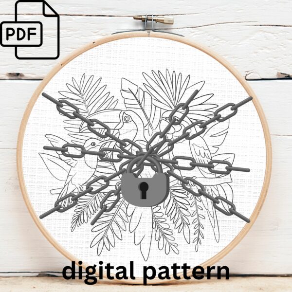 tropical birds embroidery hand embroidery pattern, tropical birds pattern, hand embroidery, hand embroidery pdf