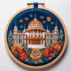 grand building with florals hand embroidery pattern, grand pattern, hand embroidery, hand embroidery pdf