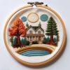 lakeside serenity embroidery hand embroidery pattern, lakeside pattern, hand embroidery, hand embroidery pdf