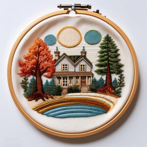 lakeside serenity embroidery hand embroidery pattern, lakeside pattern, hand embroidery, hand embroidery pdf