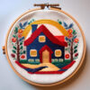 sunny cottage embroidery design hand embroidery pattern, sunny pattern, hand embroidery, hand embroidery pdf
