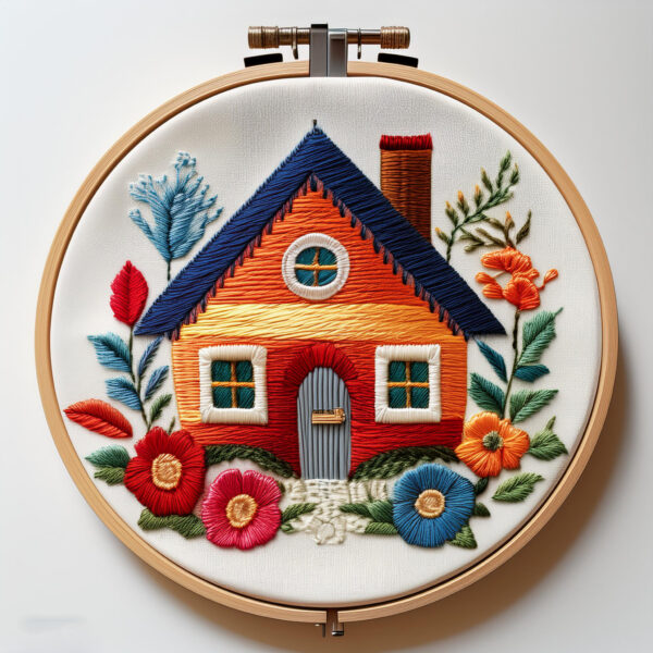 vibrant cottage embroidery design hand embroidery pattern, vibrant pattern, hand embroidery, hand embroidery pdf