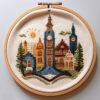 whimsical skyline embroidery hand embroidery pattern, whimsical pattern, hand embroidery, hand embroidery pdf
