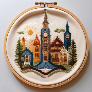 whimsical skyline embroidery hand embroidery pattern, whimsical pattern, hand embroidery, hand embroidery pdf