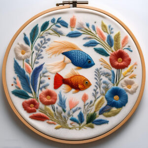 floral underwater harmony hand embroidery pattern, floral pattern, hand embroidery, hand embroidery pdf