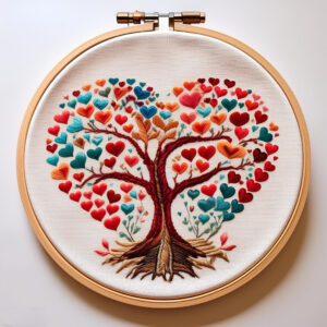 heart tree hand embroidery pattern, heart pattern, hand embroidery, hand embroidery pdf