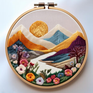 golden horizon embroidery art hand embroidery pattern, golden pattern, hand embroidery, hand embroidery pdf