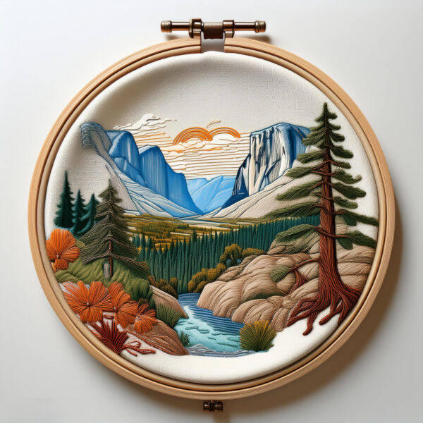 majestic valley embroidery scene hand embroidery pattern, majestic pattern, hand embroidery, hand embroidery pdf