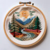 sunlit mountain embroidery scene hand embroidery pattern, sunlit pattern, hand embroidery, hand embroidery pdf