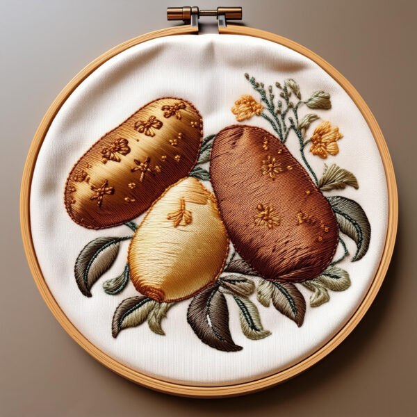 golden potatoes embroidery art hand embroidery pattern, golden pattern, hand embroidery, hand embroidery pdf
