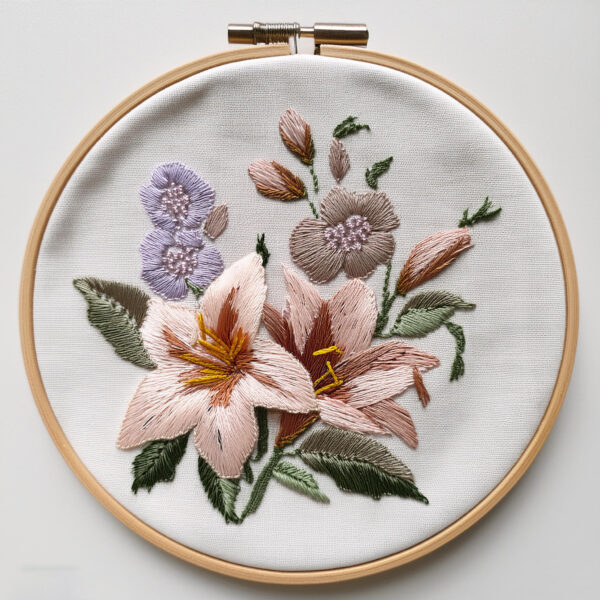lilies hand embroidery pattern, lilies pattern, hand embroidery, hand embroidery pdf