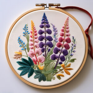 lupine flowers in shades of purple hand embroidery pattern, lupine pattern, hand embroidery, hand embroidery pdf