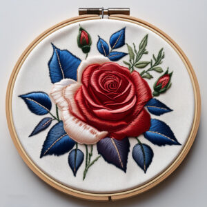 rose with red and cream-colored petals hand embroidery pattern, rose pattern, hand embroidery, hand embroidery pdf
