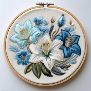 beautiful elegant blue lily bouquet embroidery hand embroidery pattern, beautiful pattern, hand embroidery, hand embroidery pdf