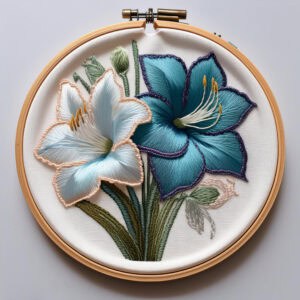 elegant blue lily bouquet embroidery hand embroidery pattern, elegant pattern, hand embroidery, hand embroidery pdf