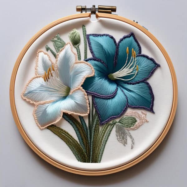elegant blue lily bouquet embroidery hand embroidery pattern, elegant pattern, hand embroidery, hand embroidery pdf