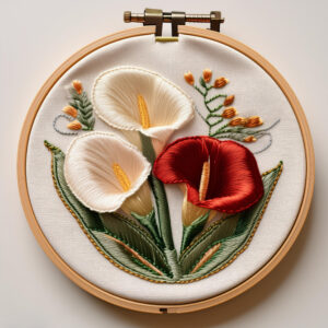 graceful calla lilies hand embroidery pattern, graceful pattern, hand embroidery, hand embroidery pdf