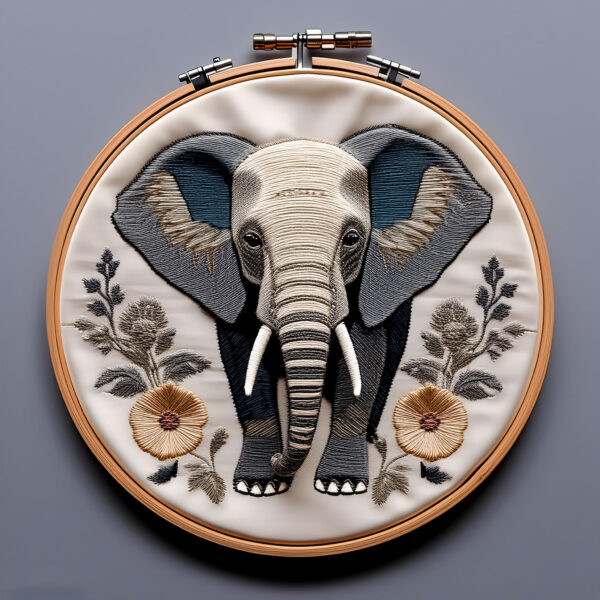 majestic elephant hand embroidery pattern, majestic pattern, hand embroidery, hand embroidery pdf