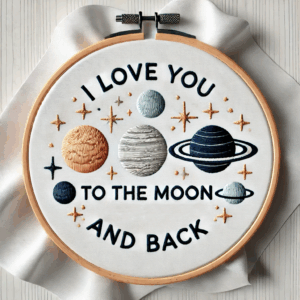 i love you moon and stars hand embroidery pattern, i pattern, hand embroidery, hand embroidery pdf