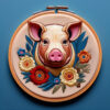 playful pig hand embroidery pattern, playful pattern, hand embroidery, hand embroidery pdf