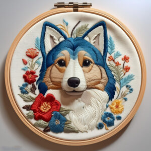 charming husky dog hand embroidery pattern, charming pattern, hand embroidery, hand embroidery pdf