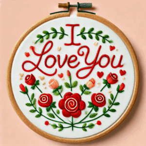 i love you red hand embroidery pattern, i pattern, hand embroidery, hand embroidery pdf