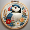 playful puffin hand embroidery pattern, playful pattern, hand embroidery, hand embroidery pdf