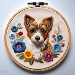 puppy blossoms hand embroidery pattern, puppy pattern, hand embroidery, hand embroidery pdf